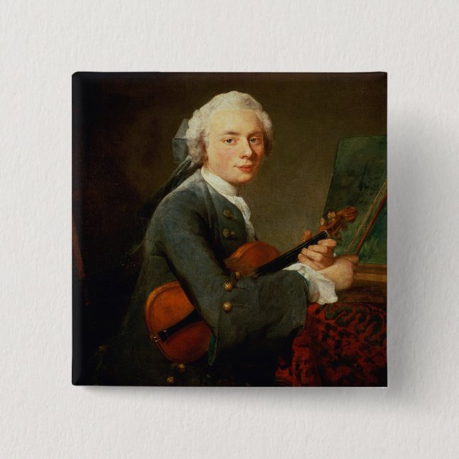 Young Man with a Violin 15 Cm Square Badge (Front)