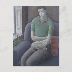 Young Man with Cat 2008 Postcard