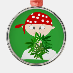 Young Man with Weed Bouquet Personalised Metal Tree Decoration