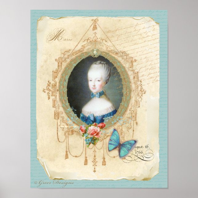 Young Marie Antoinette Art Print Vintage Style (Front)