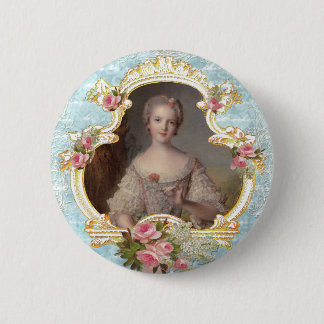 Young Marie Antoinette n Pink Roses Button Pin