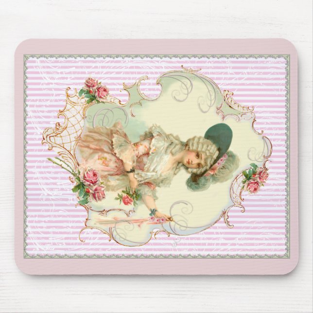 Young Marie Antoinette Pink Roses Mouse Pad (Front)