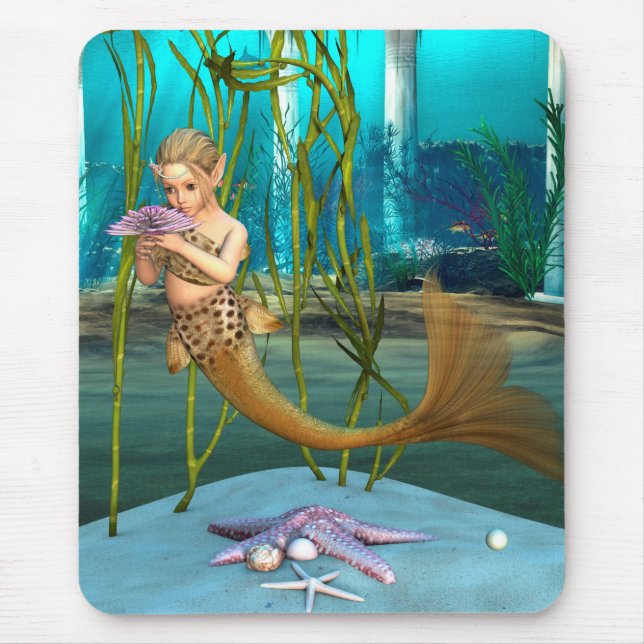 Young Mermaid Underwater Fantasy for Kids Mouse Pad (Front)