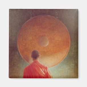 Young Monk with Gong Magnet