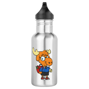 Young Moose with a backpack   choose back colour 532 Ml Water Bottle