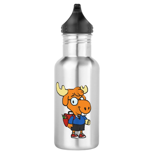 Young Moose with a backpack | choose back colour 532 Ml Water Bottle (Right)