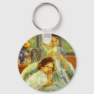 Young Mother Sewing Key Ring