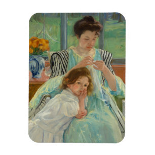 Young Mother Sewing Magnet