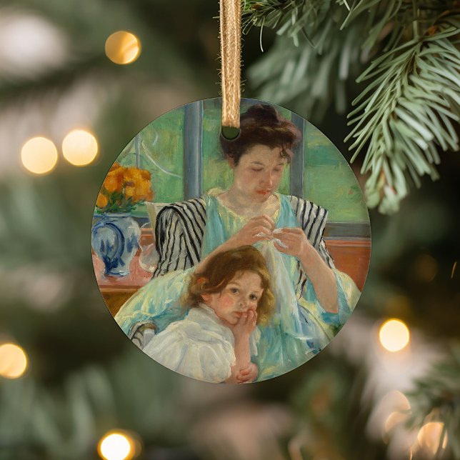 Young Mother Sewing | Mary Cassatt Ceramic Tree Decoration (Creator Uploaded)