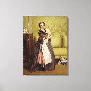 Young Mother with her Children in a Salon Canvas Print