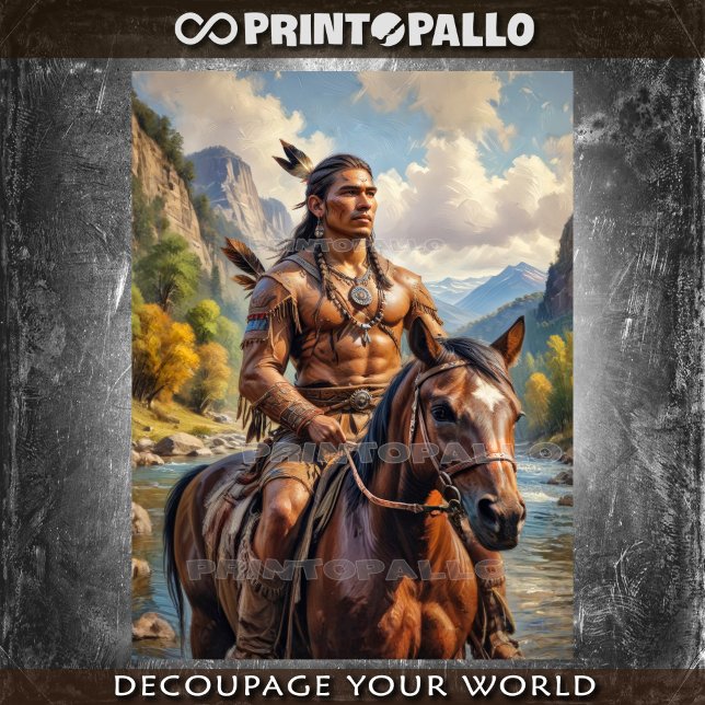 Young native american indian on a horse tissue paper (Creator Uploaded)