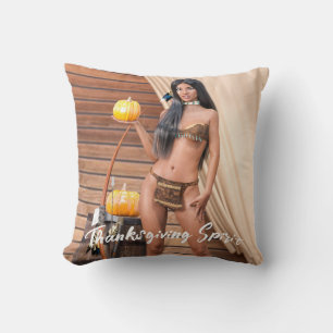 Young Native American Posing on Wood Wall Cushion