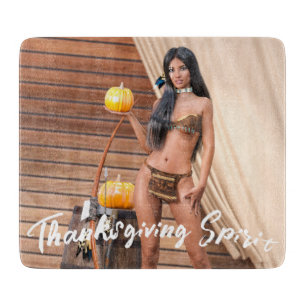 Young Native American Posing on Wood Wall Cutting Board