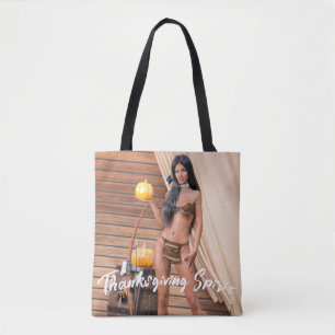 Young Native American Posing on Wood Wall Tote Bag