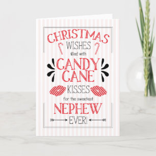 Young Nephew Candy Cane Kisses Christmas Wishes Holiday Card