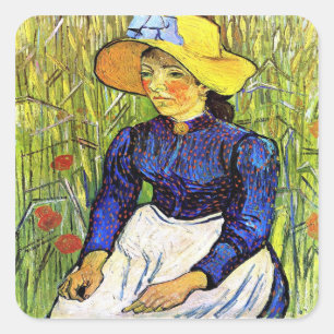 Young Peasant Girl by Vincent van Gogh 1890 Square Sticker