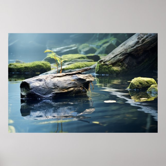 Young Plant Water Tranquil Peaceful  Poster (Front)