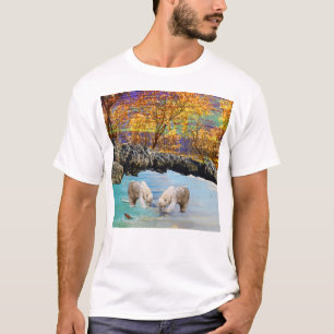 Young Polar Bears Fishing, T-Shirt