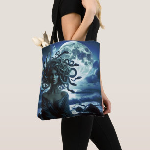 Young Pretty Medusa by the Moon & Ocean Tote Bag