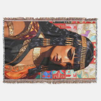 Young Queen Cleopatra Colorful Portrait Art Throw Blanket