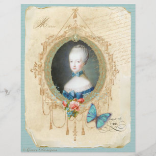 Young Queen Marie Antoinette n Butterfly Print