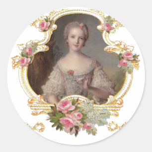 Young Queen Marie Antoinette Pink Roses Cards Classic Round Sticker