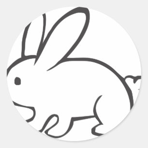 Young Rabbit in Black and White Sketch Classic Round Sticker