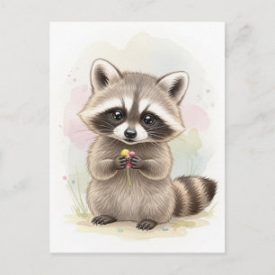 Young Racoon Baby Wild Animals Postcard