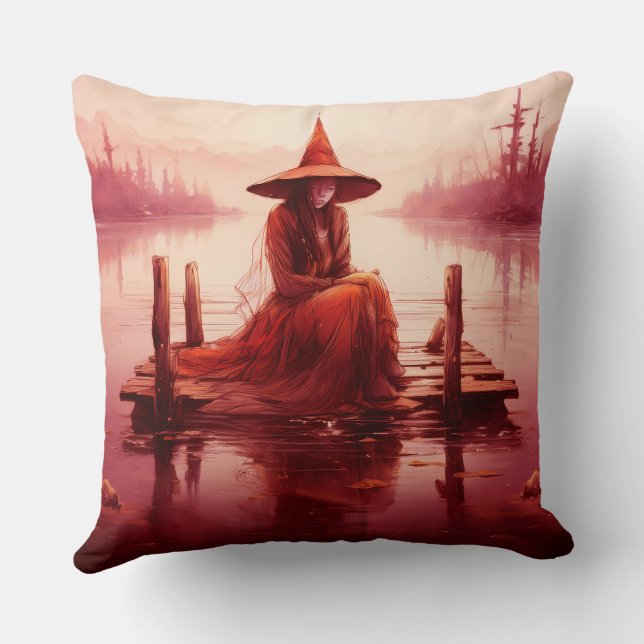 Young Red Witch Sits On Broken Pier Cushion (Back)