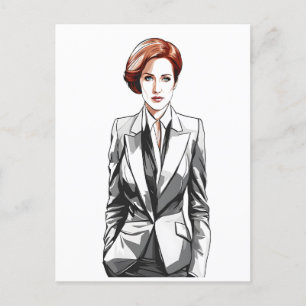 Young Redhead Beauty in Suit Postcard