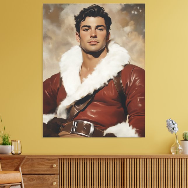 Young Santa - Dashing Portrait of Christmas past Canvas Print (Insitu(LivingRoom))