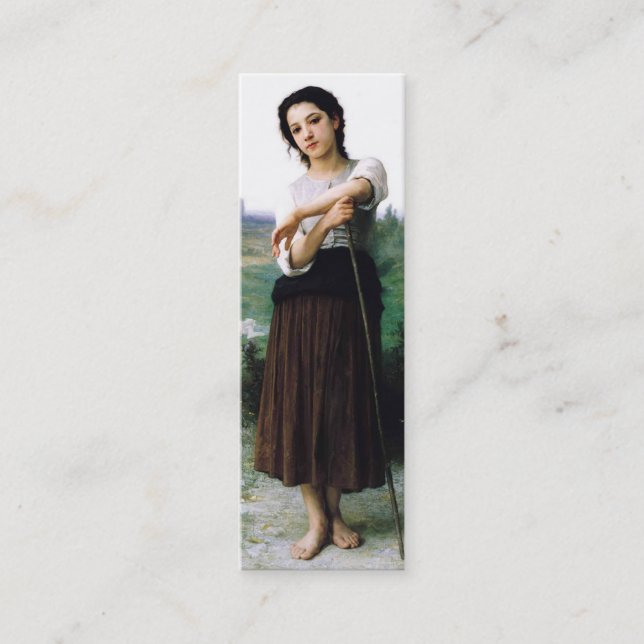 Young Shepherdess Bookmark by William Bouguereau Mini Business Card (Front)