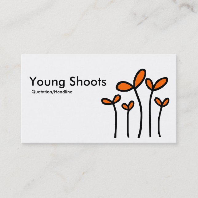 Young Shoots - Black With Orange on White Business Card (Front)