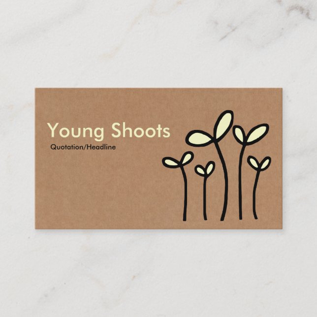 Young Shoots - Cream and Black on Cardboard Tex Business Card (Front)
