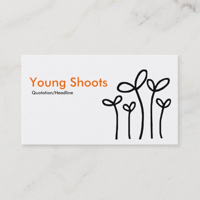 Young Shoots - Orange with Black on White Business Card (Front)