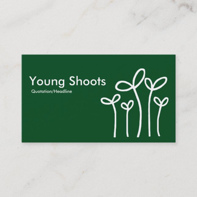 Young Shoots - White on Green 02481c (alt sides) Business Card (Front)