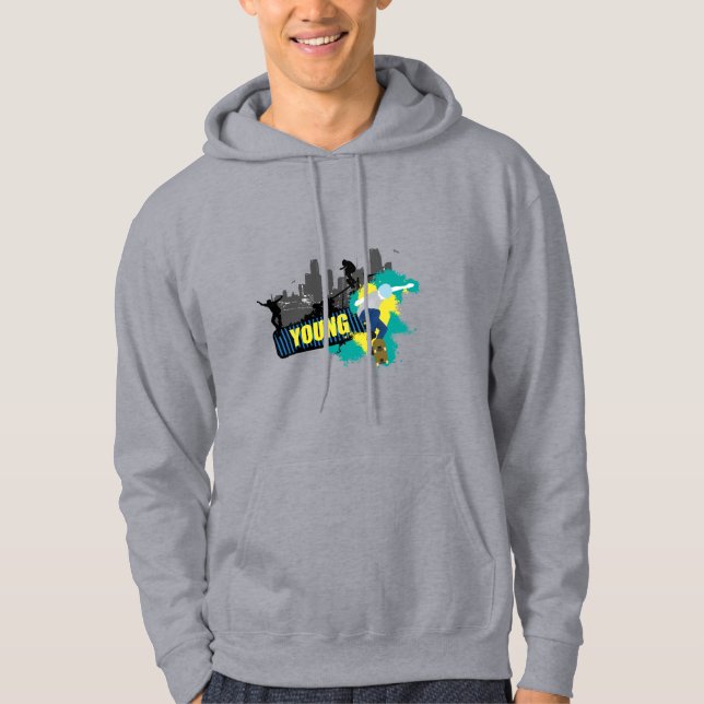 Young Skateboarding Men Hoodie (Front)
