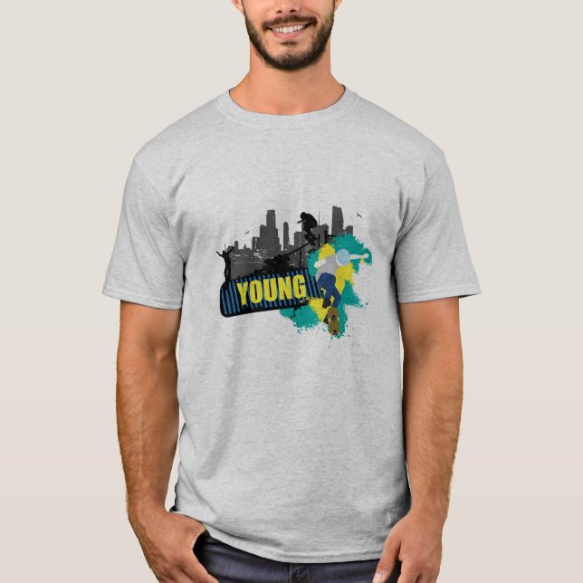 Young Skateboarding Men T-Shirt (Front)