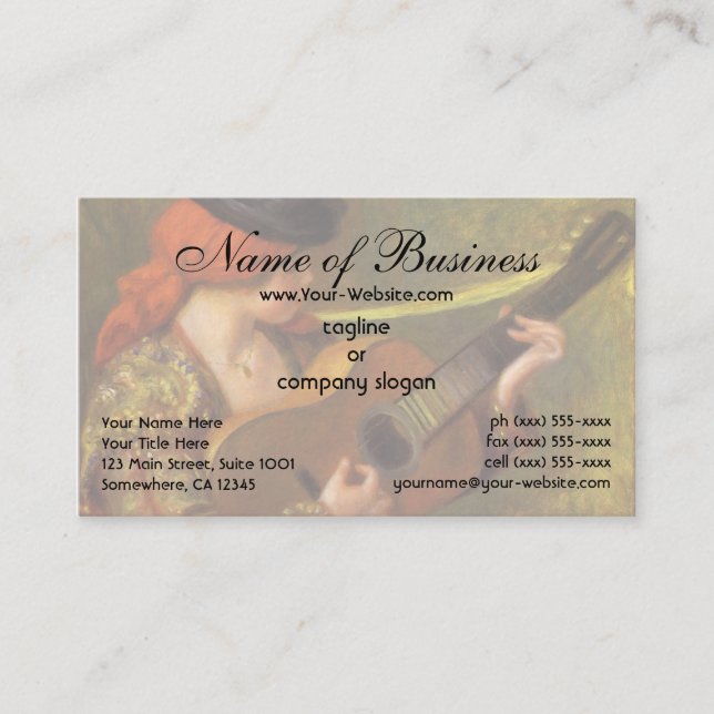 Young Spanish Woman by Pierre Auguste Renoir Business Card (Front)