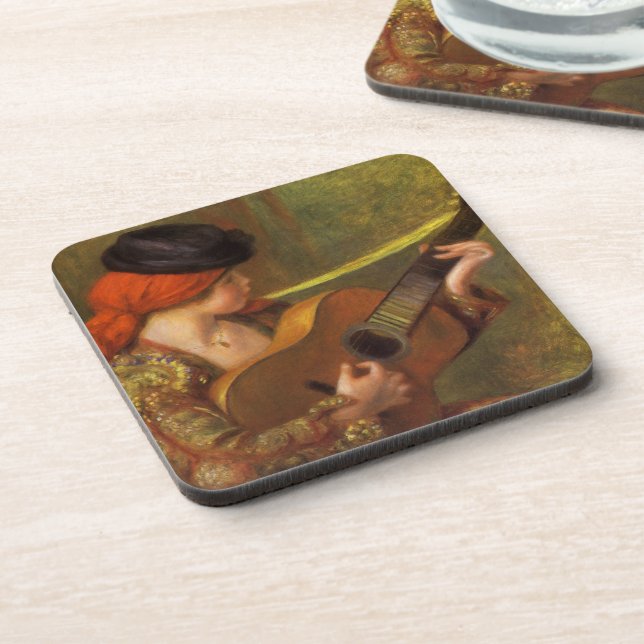Young Spanish Woman with a Guitar by Pierre Renoir Coaster (Left Side)