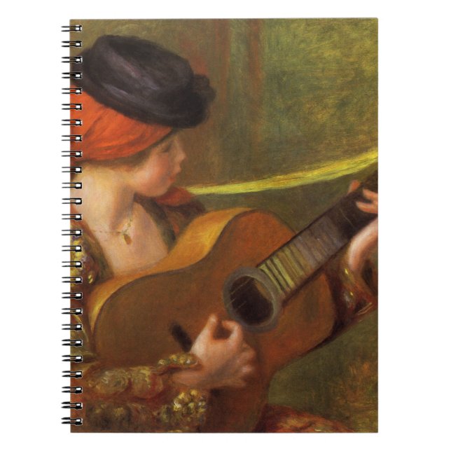 Young Spanish Woman with a Guitar by Pierre Renoir Spiral Notebook (Front)
