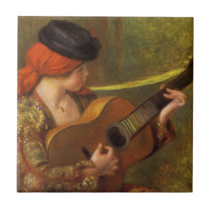 Young Spanish Woman with a Guitar by Pierre Renoir Tile