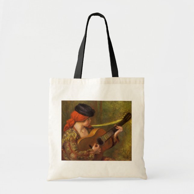 Young Spanish Woman with a Guitar by Pierre Renoir Tote Bag (Front)