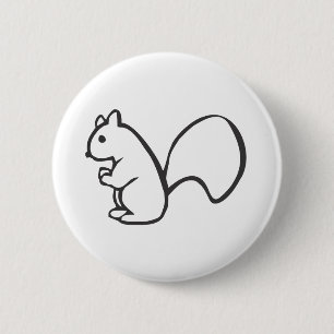 Young Squirrel in Black and White Sketch 6 Cm Round Badge