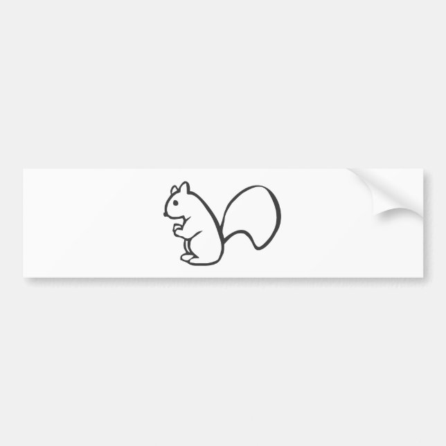 Young Squirrel in Black and White Sketch Bumper Sticker (Front)