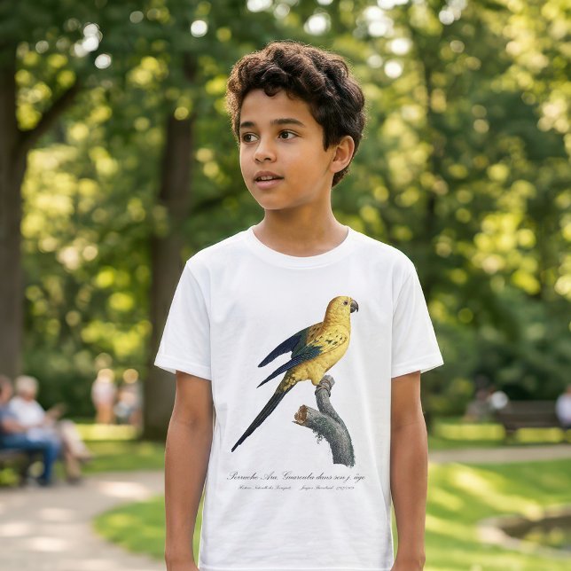 Young Sun Parakeet or Conure Aratinga solstitialis T-Shirt (Guarouba dans sons jeune age / Sun parakeet. Boy Basic White T-Shirt)