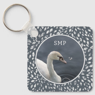 Young Swan & Blue Abstract Keychain