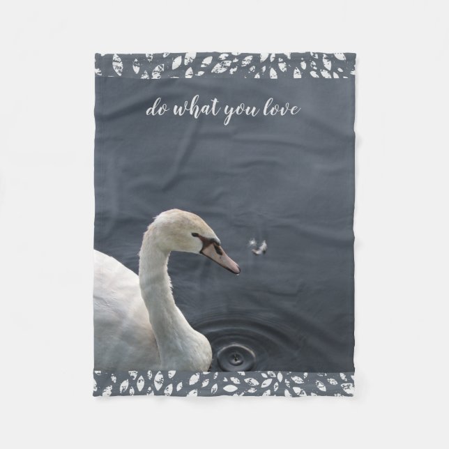 Young Swan & Feather Fleece Blanket (Front)