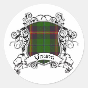 Young Tartan Shield Classic Round Sticker