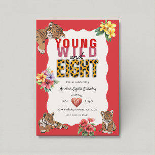 Young Wild and Eight Tiger Jungle Birthday  Invitation
